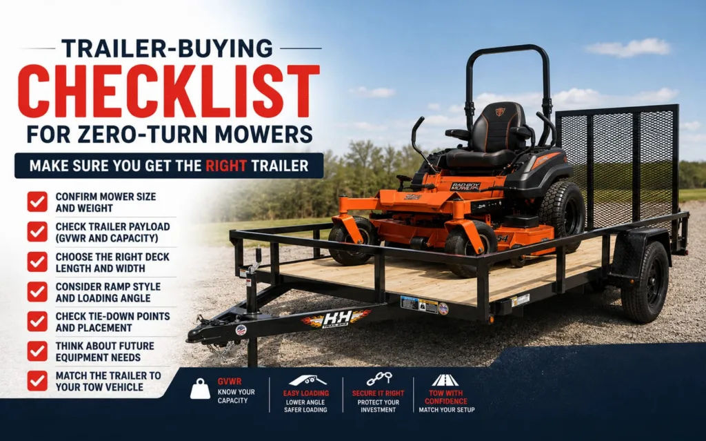 Trailer-buying checklist for choosing a utility trailer for a zero-turn mower